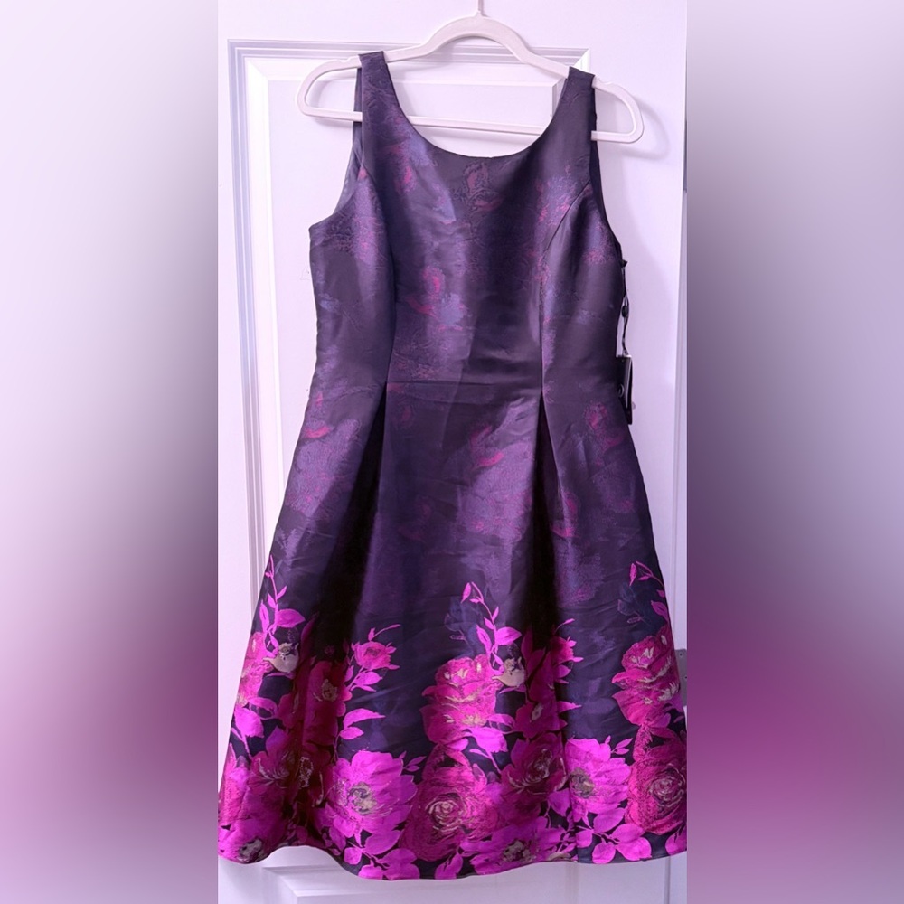Adrianna Papell Purple and Pink Floral Dress